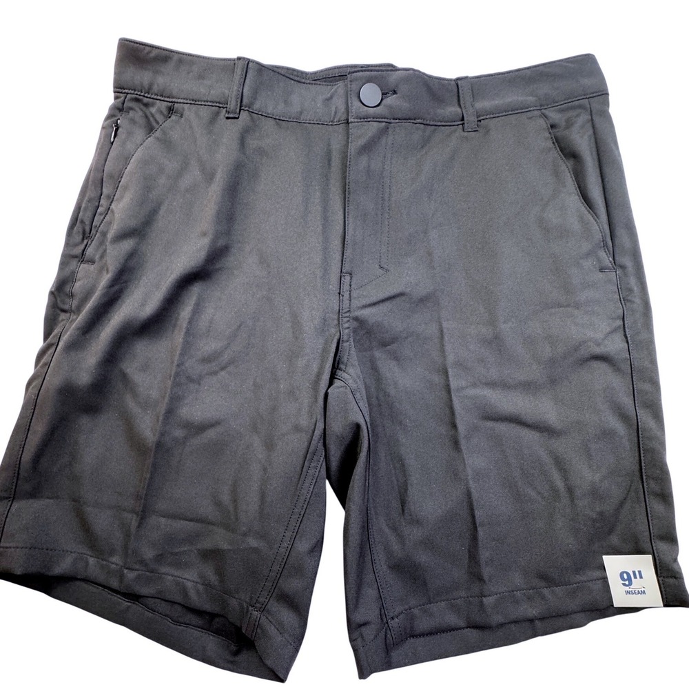 George Mens Commuter Shorts Black 9 Inch Inseam Moisture Wicking Size 34 NEW